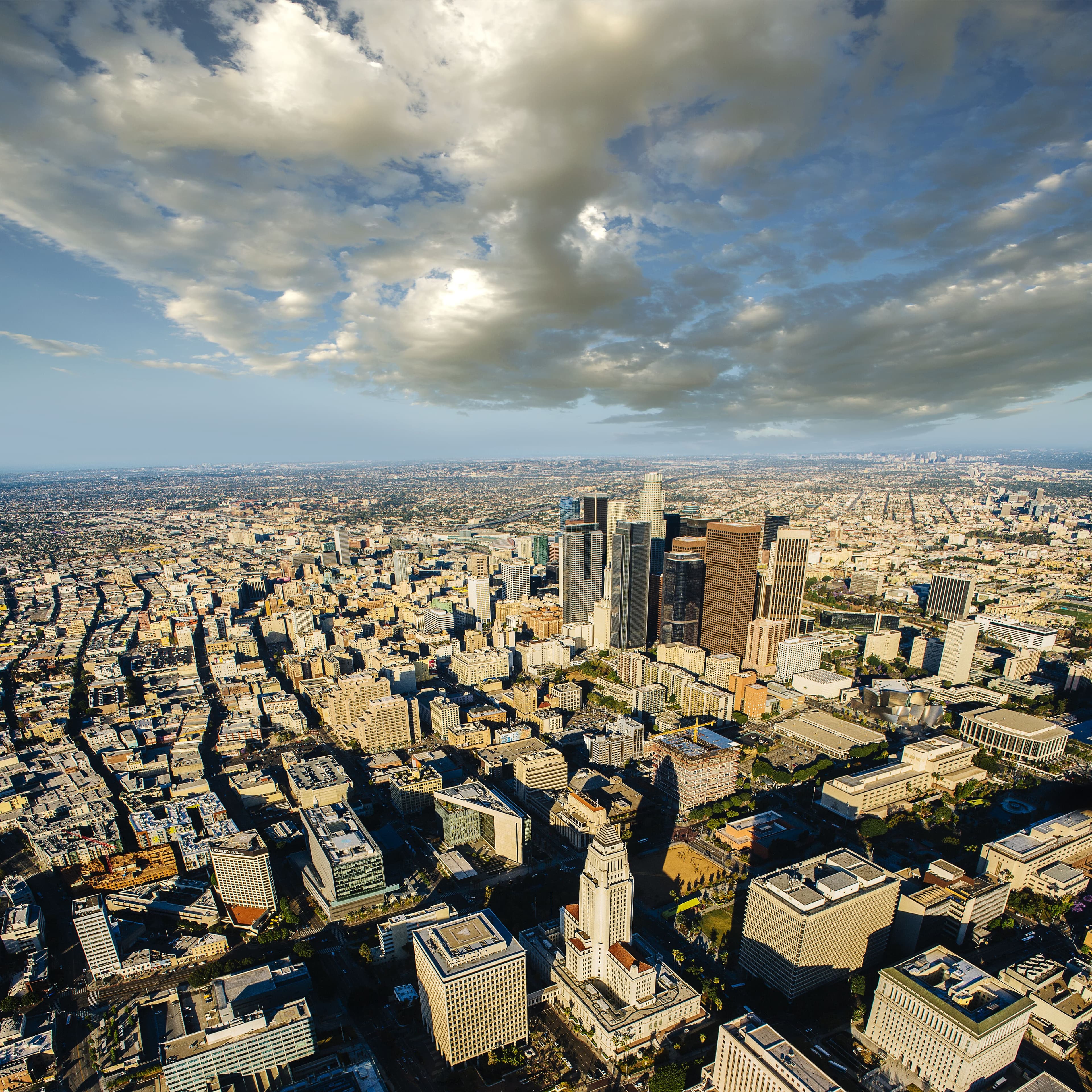 Aerial skyline view of downtown Los Angeles, California — real estate investment opportunities