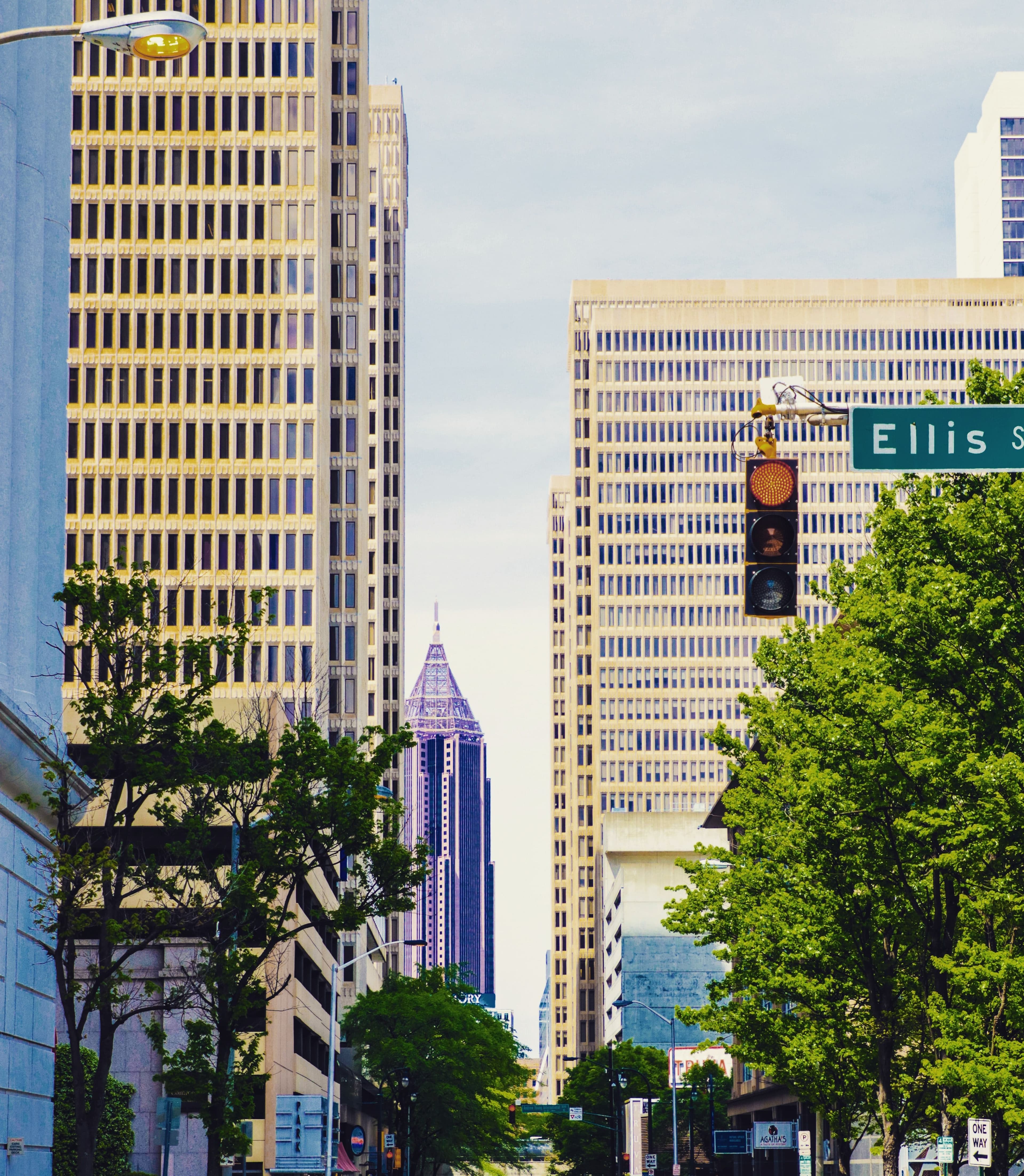 Street-level view of downtown Atlanta, Georgia skyscrapers — real estate investment opportunities